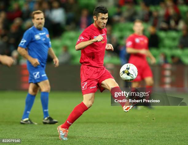 Luis Garcia of Liverpool Legends passes the ball during the match between the Liverpool Legends and the Manchester United Legends at AAMI Park on...