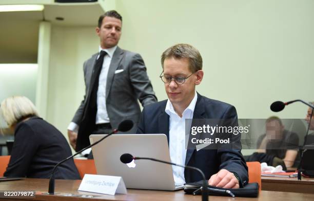 Anja Sturm , Wolfgang Stahl and Wolfgang Heer, three of the lawyers of co-defendant Zschaepe attend court on the day federal prosecutors are expected...