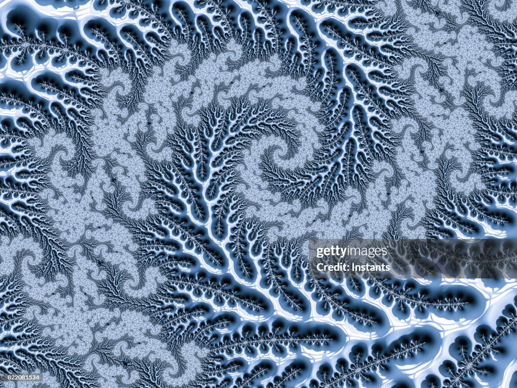 Hoge resolutie blauw en grijs fractal achtergrond, welke patronen die van een wateroppervlak herinneren.