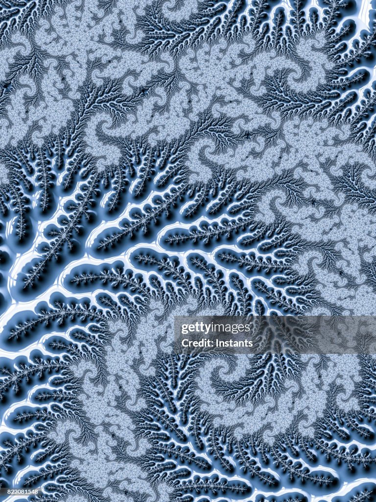 Hochauflösende blau und grau Fraktale Hintergrund, welche Muster diejenigen einer Wasseroberfläche erinnern.