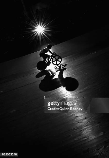 Stephanie Morton of Australia competes in the Elite Women's Sprint during the International Track Cycling Grand Prix Series at Darebin International...
