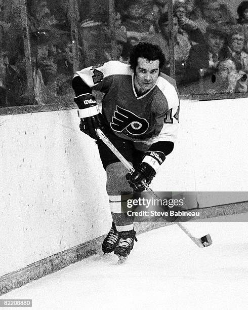 Joe Watson of the Philadelphia Flyers skates in game against the Boston Bruins at the Boston Garden.