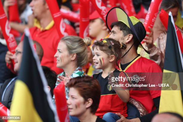Young Belgium fan during the UEFA Women's Euro 2017 Group A match between Belgium and Netherlands at Koning Willem II Stadium on July 24, 2017 in...