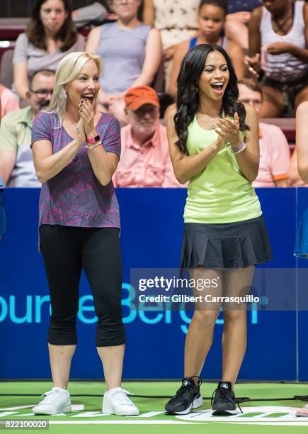 News Anchor Jennaphr Frederick and Co-host of Good Day Philadelphia Alex Holley wearing the 'Eleven By Venus' clothing line during 'Eleven By Venus'...