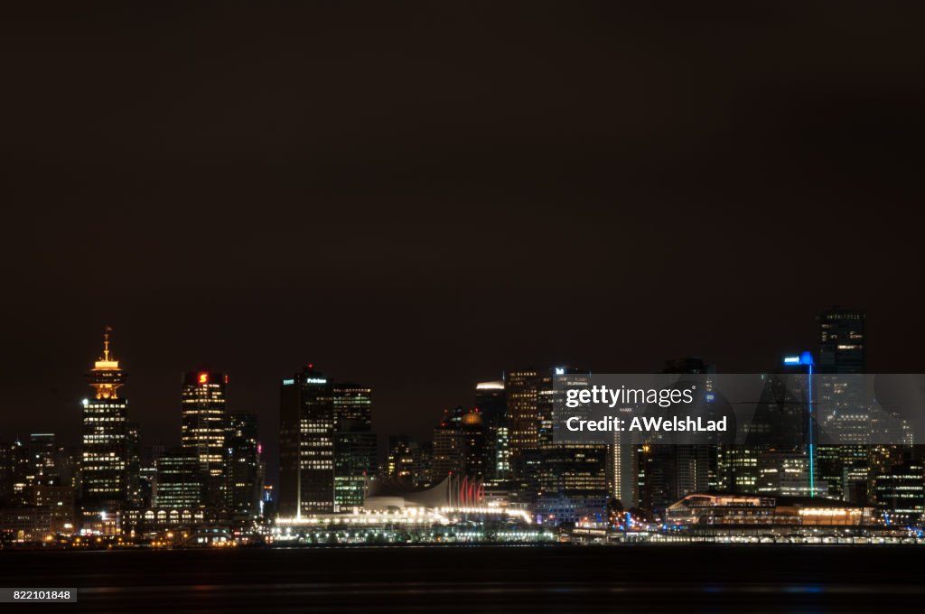 Downtown Vancouver, BC in the evening