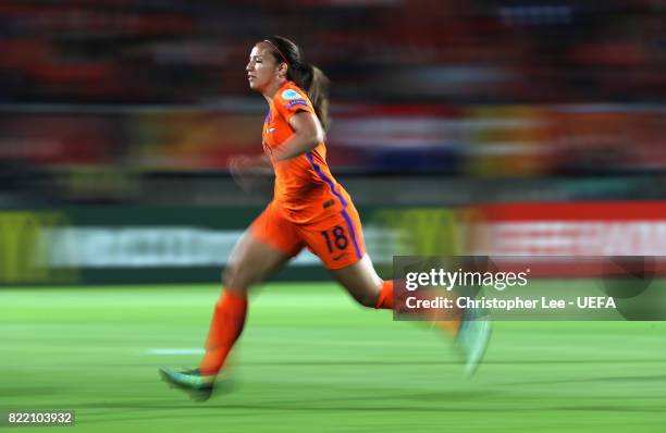 Vanity Lewerissa of the Netherlands in action during the UEFA Women's Euro 2017 Group A match between Belgium and Netherlands at Koning Willem II...