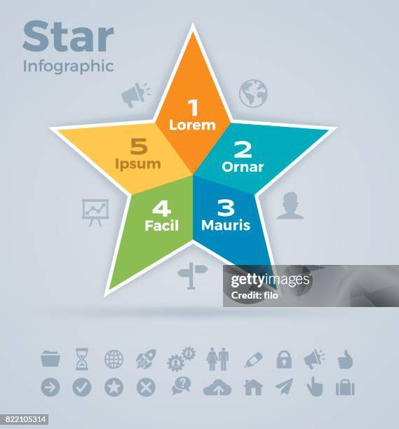 sterne infografik - fünf gegenstände stock-grafiken, -clipart, -cartoons und -symbole