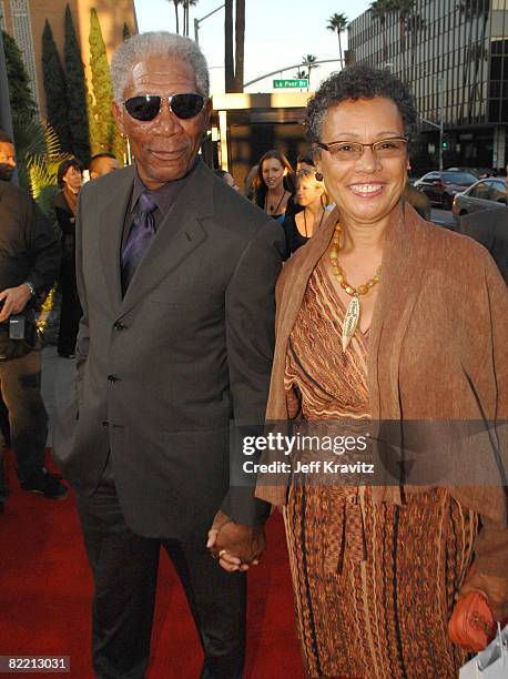 Actor Morgan Freeman and wife Myrna Colley-Lee arrive at the "Feast of Love" premiere at The Academy of Motion Picture Arts and Sciences on September...