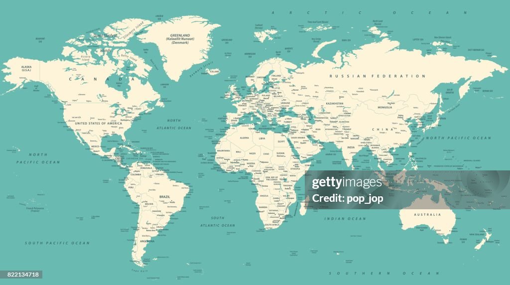 World Map Political Vintage Vector