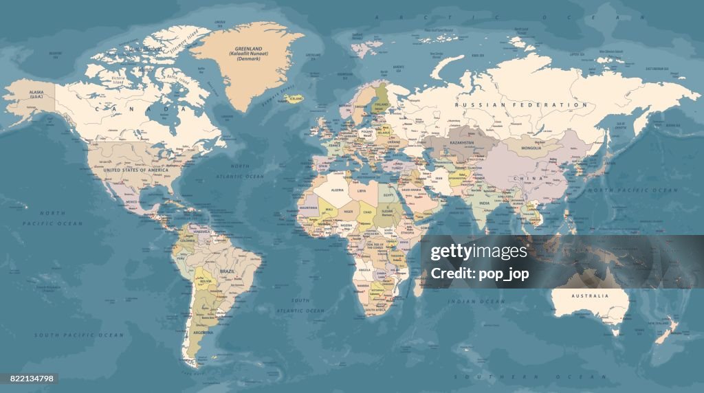 世界地図政治ビンテージ ベクトル