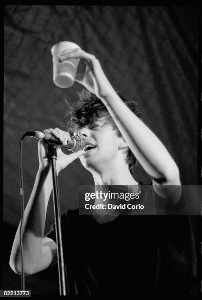 English singer and songwriter Ian McCulloch, of Echo & The Bunnymen, performing in Leeds, 26th September 1981.