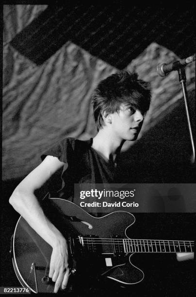English singer and songwriter Ian McCulloch, of Echo & The Bunnymen, performing in Leeds, 26th September 1981.