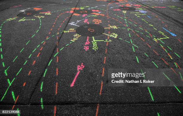 a colourful example of an underground utility survey or utility mapping. - geospatial stock pictures, royalty-free photos & images