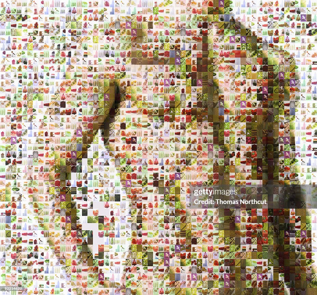 Male body made out of healthy food imagery