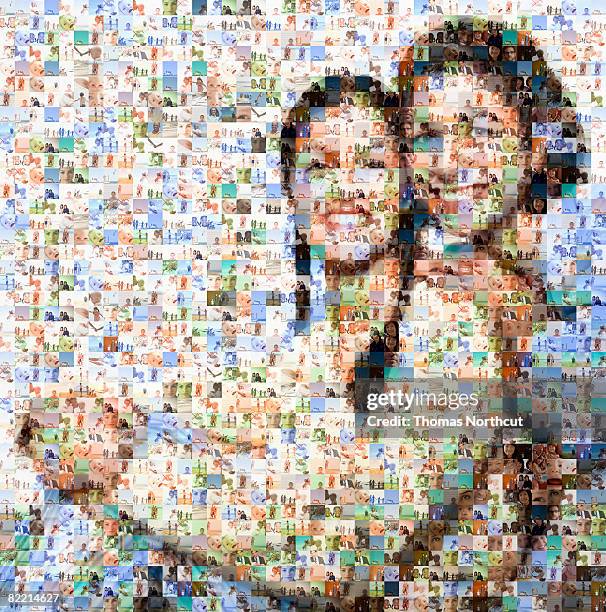 mère et fille fait de la famille - mosaïque photos et images de collection