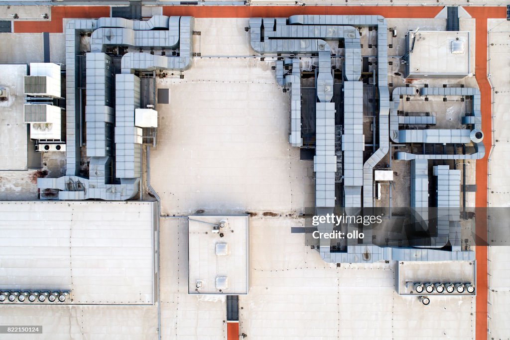 Roof of a large shopping center