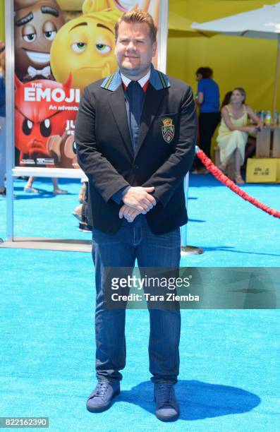 Comedian James Corden attends the premiere of Columbia Pictures and Sony Pictures Animation's 'The Emoji Movie' at Regency Village Theatre on July...