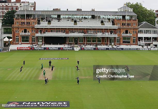 General view of Lords Cricket Ground as Katherine Brunt of England celebrates getting the wicket of Susan Benade of South Africa during the Natwest...