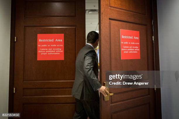 House Intelligence Committee Chairman Devin Nunes, who previously had recused himself from the panel's Russia investigation, arrives ahead of White...