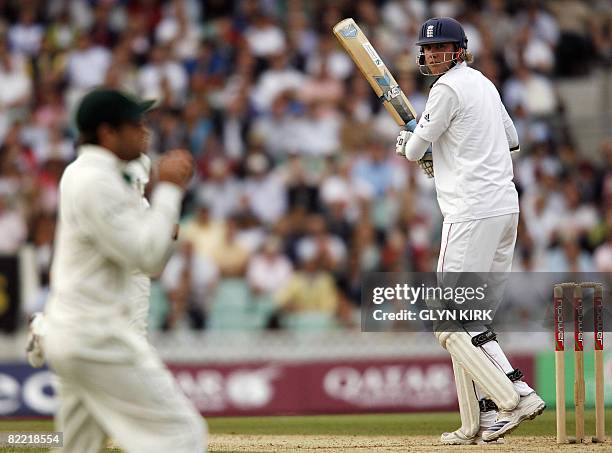 England's Stuart Broad looks back to see South Africa's Neil McKenzie catching him out off the bowling of Makhaya Ntini during the second day of the...