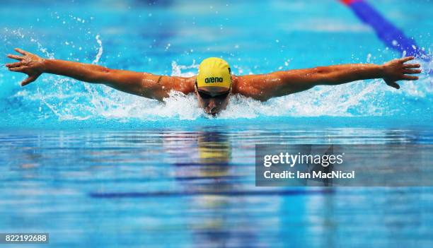 Grant Irvine of Australia competes in the heats of the Men's 200m Butterfly during day twelve of the FINA World Championships at the Duna Arena on...