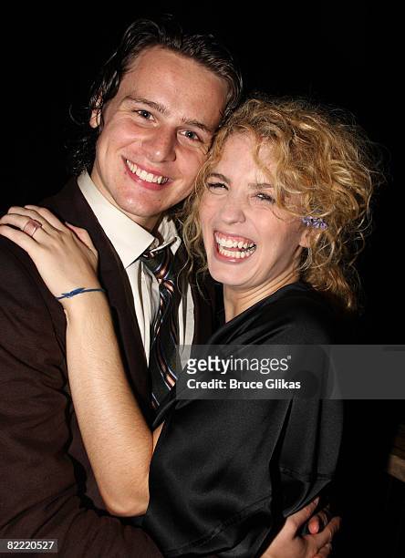Jonathan Groff and Kacie Sheik pose at the Opening Night After Party for "Hair" at Shakespeare in the Park at the Belvedere Castle on August 7, 2008...
