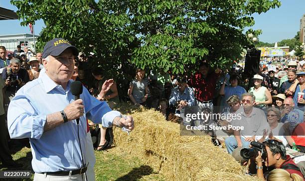 Republican presidential candidate Senator John McCain speaks to the crowd during a campaign stop at the Iowa State Fair August 8, 2008 in Des Moines,...