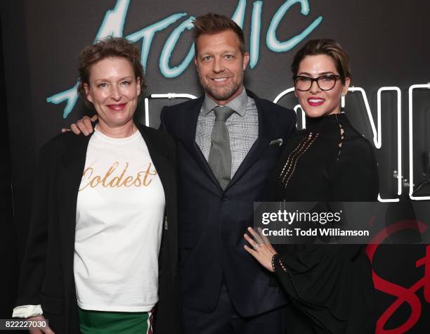 Editor Elisabet Ronaldsdottir, Director David Leitch and Producer Kelly McCormick attend the premiere Of Focus Features' "Atomic Blonde" at The...