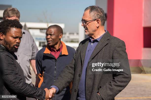 Black Land First members led by Andile Mngxitama and Zanele Lwaini protests outside MiWay Insurance headquarters following an allegedly fake email...