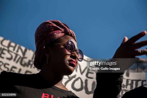 Black Land First members led by Andile Mngxitama and Zanele Lwaini protests outside MiWay Insurance headquarters following an allegedly fake email...