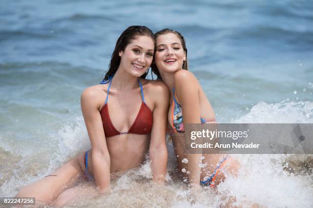 Model Leah Rose of Next Models poses with model Lauren Dwyer of CGM Models in Hels BCN swimwear during the Mayrah photo shoot, styled by Eveline...