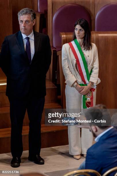The Mayor of Rome, Virginia Raggi, awards the Honorary Citizenship of Rome to the Anti-Mafia Magistrate Antonino Di Matteo in the Julius Caesar Hall...