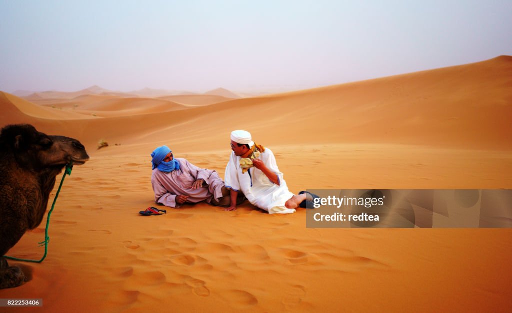 Desert of Bedouin with travelers