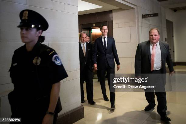 With lawyer Abbe Lowell accompanying him,White House Senior Advisor and President Donald Trump's son-in-law Jared Kushner arrives for his interview...