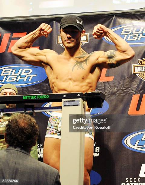 Fighter Roger Huerta at the UFC 87: Seek and Destroy Weigh-Ins at the Target Center on August 8, 2008 in Minneapolis, Minnesota.