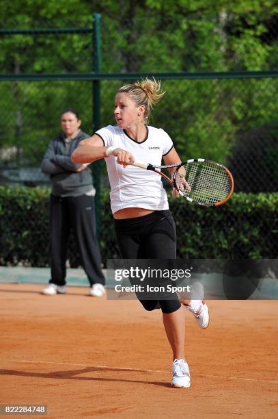 Alexia DECHAUME BALLERET et Pauline PARMENTIER - - Entrainement de l 'equipe de France de Fed Cup en vue du match de barrage contre la Slovaquie -...