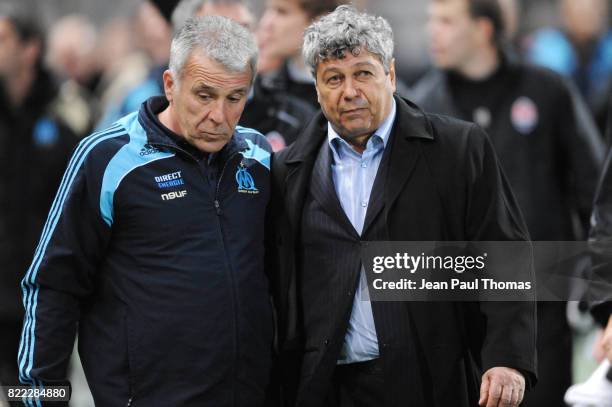 Eric GERETS / Mircea LUCESCU - - Marseille / Chakhtior /Donetsk - 1/4 finale de la Coupe UEFA - Stade Velodrome de Marseille -