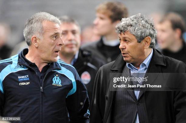 Eric GERETS / Mircea LUCESCU - - Marseille / Chakhtior /Donetsk - 1/4 finale de la Coupe UEFA - Stade Velodrome de Marseille -