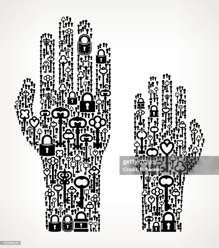 Key Raising Hand Raising Hands Antique Keys Black And White Vector Pattern High-Res ...
