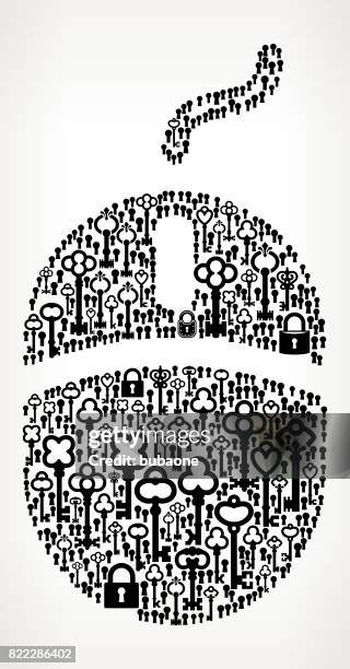 computer mouse antique keys black and white vector pattern - locksmith stock illustrations