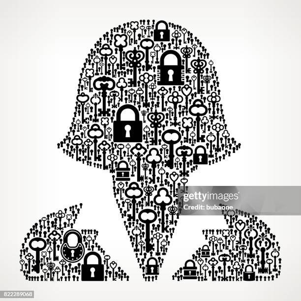 female headshot antique keys black and white vector pattern - headshot backdrop stock illustrations