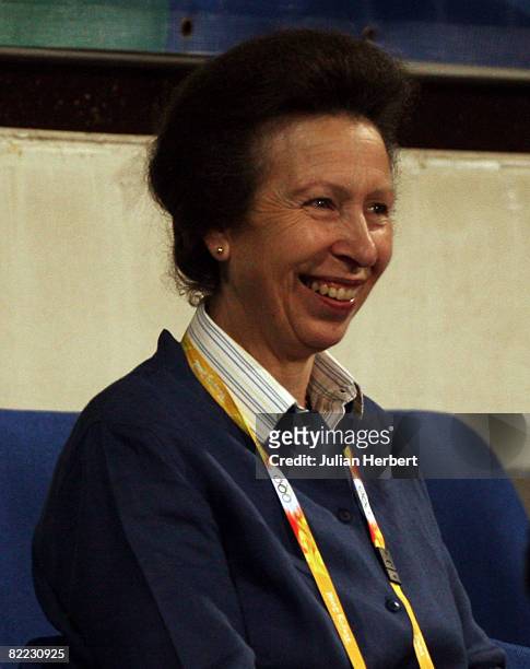 Princess Anne, Princess Royal watches as competitors perform their Dressage Test at the Equestrian event held at the Hong Kong Olympic Equestrian...