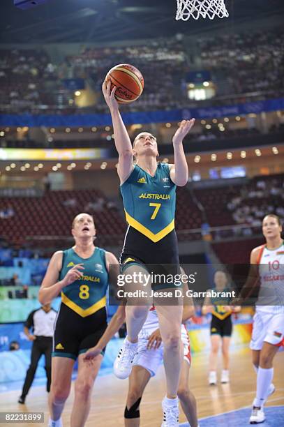 Penny Taylor of Australia shoots against Belarus during day one of basketball at the 2008 Beijing Summer Olympics on August 9, 2008 at the Wukesong...