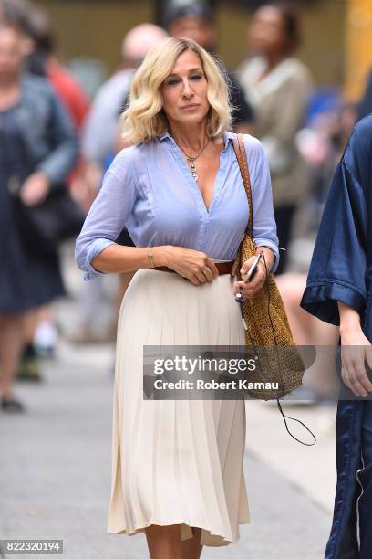 Sarah Jessica Parker seen at a film set in Manhattan on July 24, 2017 in New York City.