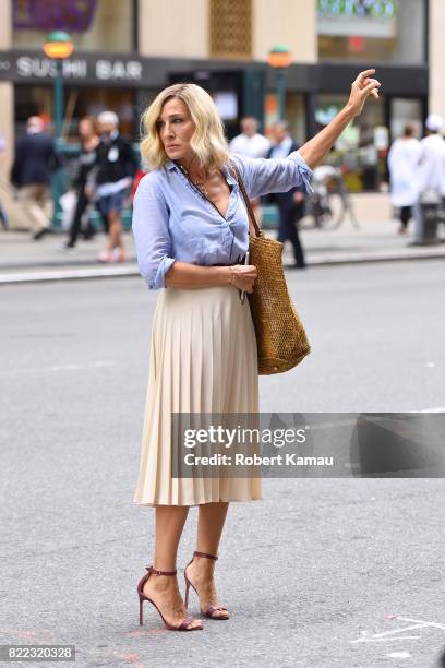 Sarah Jessica Parker seen at a film set in Manhattan on July 24, 2017 in New York City.