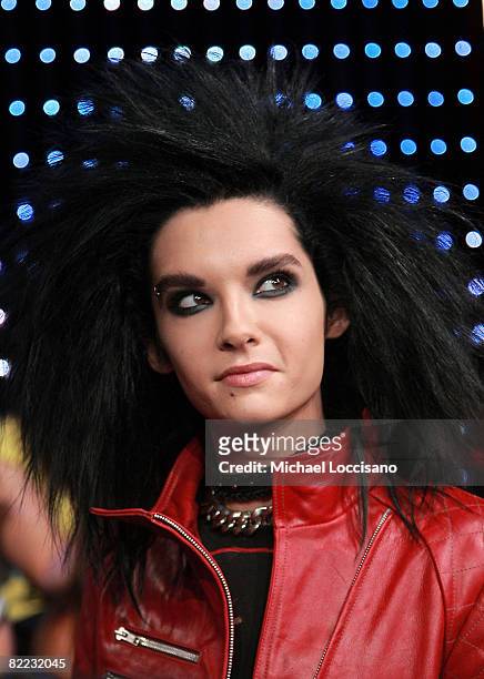 Singer Bill Kaulitz of Tokio Hotel visits MTV's "TRL" at the MTV studios in Times Square on August 4, 2008 in New York City.