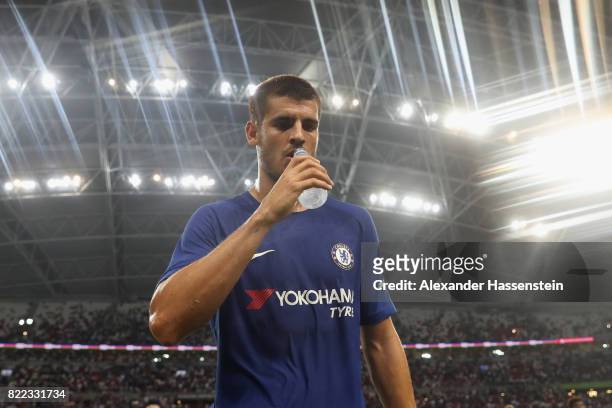 Alvaro Morata of Chelsea looks on after the International Champions Cup 2017 match between Bayern Muenchen and Chelsea FC at National Stadium on July...
