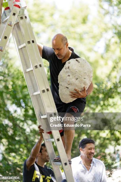 Actor Roberto Alamo attends the 'Alegria, tristeza, miedo, rabia' shooting set at Templo de Debod park on July 25, 2017 in Madrid, Spain.