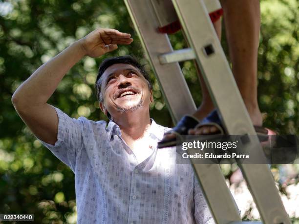 Actor Carlos Bardem attends the 'Alegria, tristeza, miedo, rabia' shooting set at Templo de Debod park on July 25, 2017 in Madrid, Spain.