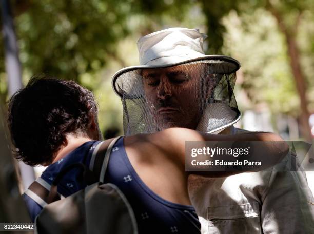 Actor Roberto Alamo attends the 'Alegria, tristeza, miedo, rabia' shooting set at Templo de Debod park on July 25, 2017 in Madrid, Spain.